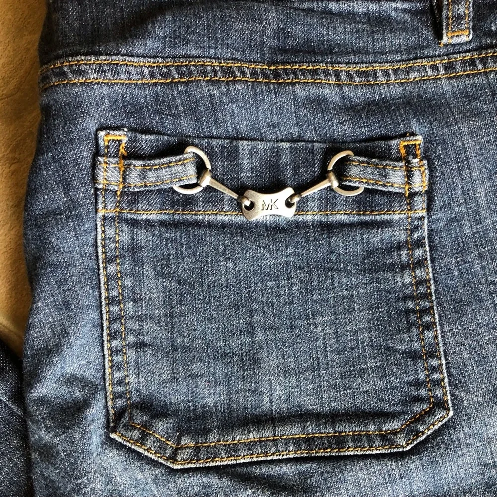 Michael Kors 10 Mid Rise MK Horsebit Flare Bootcut Stretch Medium Jeans Denim